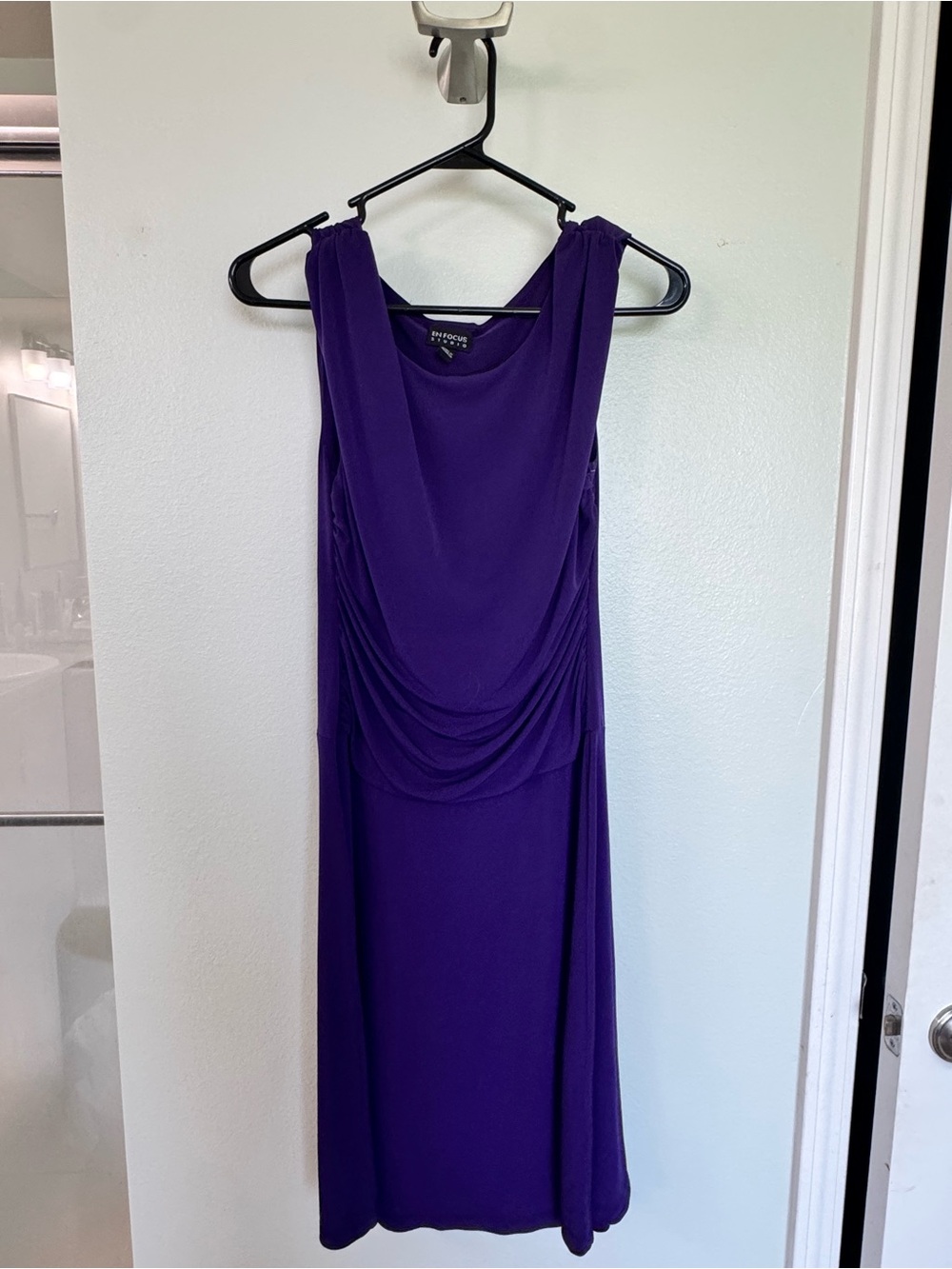 Enfocus Studio Purple Sleeveless Draped Midi Dress
